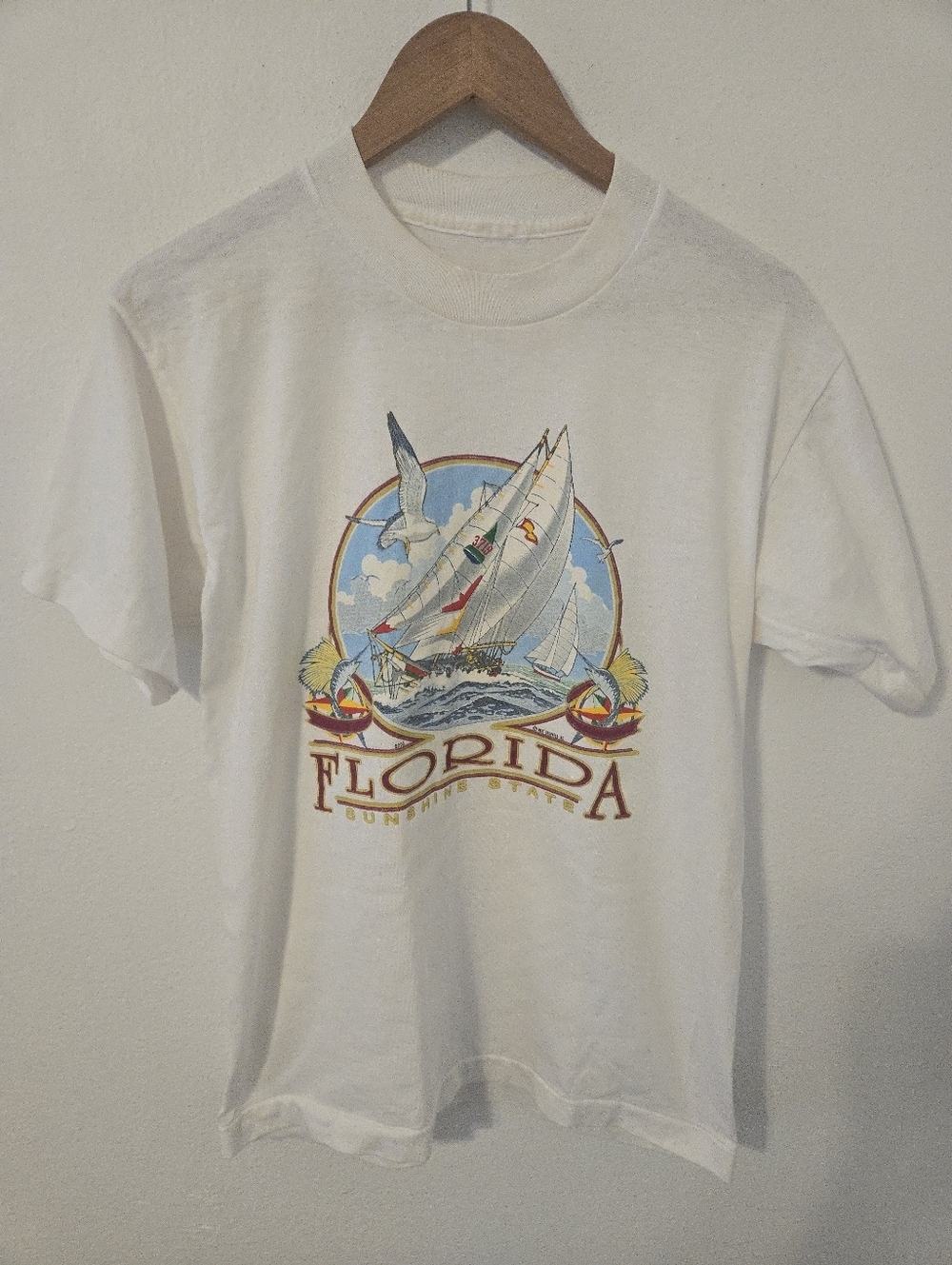 Vintage Sunshine State Florida T Shirt Next Graphics Mens Large Sail Boat